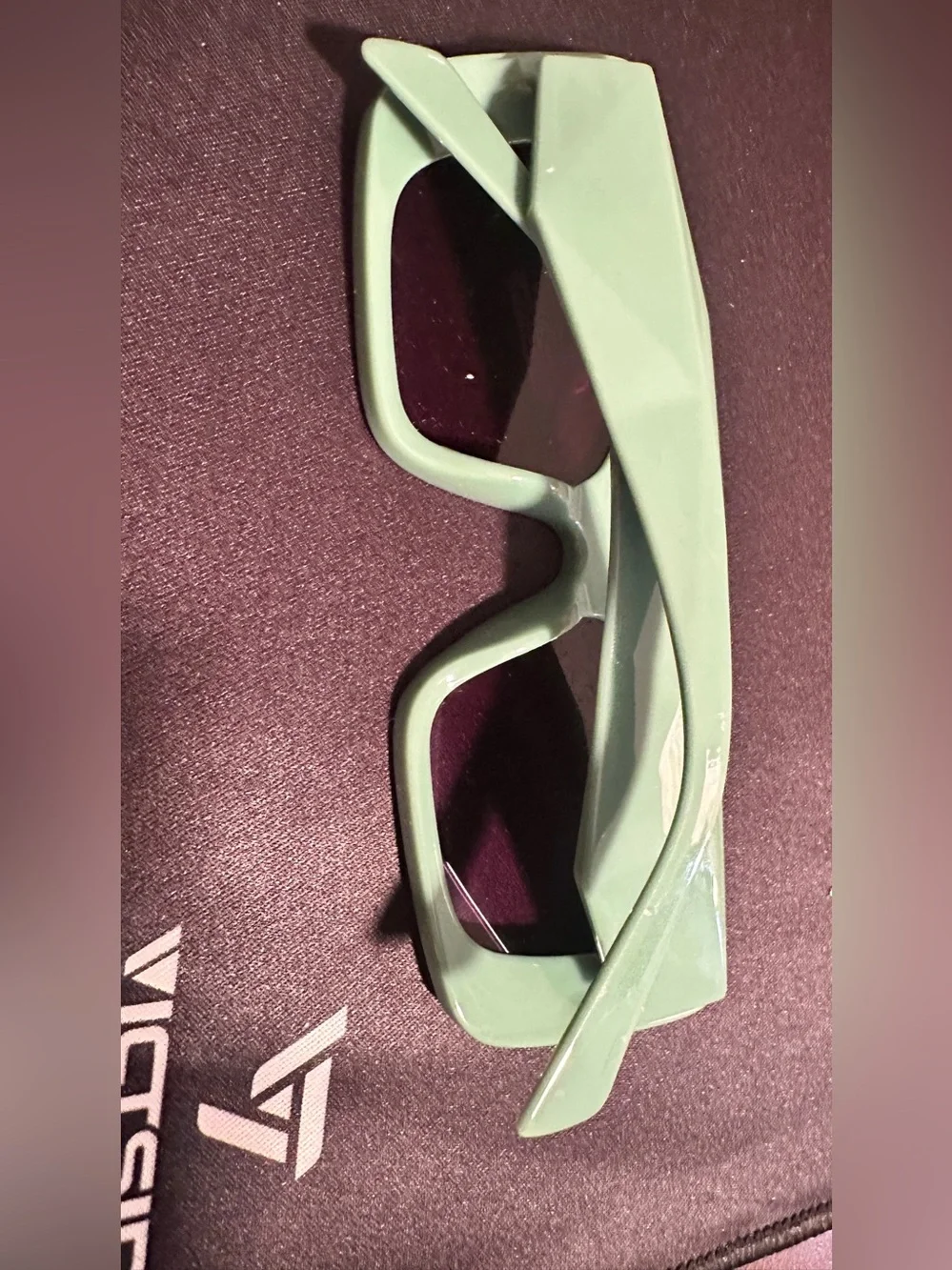 Mint Green Rectangular Sunglasses with Purple Lenses S43